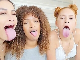 Hot Black Girl Sucks 2 Long Thick Latina Tongues